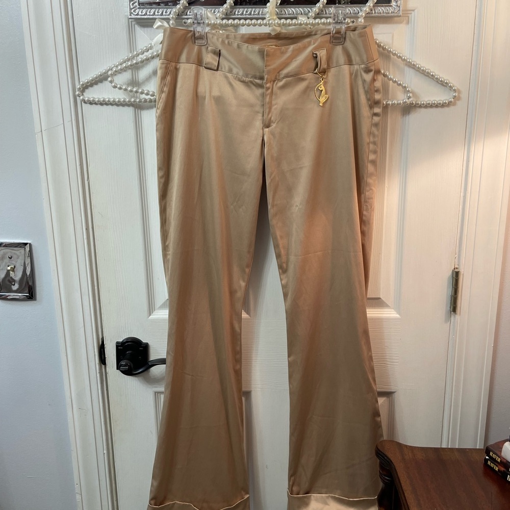 ICONIC Y2K Baby Phat Champagne Satin Like Flare Trousers